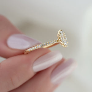 The Pave Lily Set  With A 1.5 Carat Marquise 18K Yellow Gold Moissanite