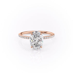 The Lily Set With A 2 Carat Oval 14K Rose Gold Lab Diamond