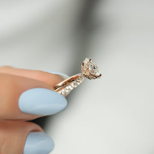 The Pave Lily Set  With A 2 Carat Oval 14K Rose Gold Moissanite
