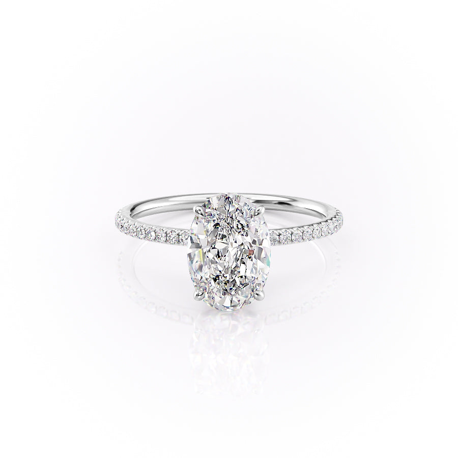 The Lily Set  With A 2.5 Carat Oval 14K White Gold Moissanite