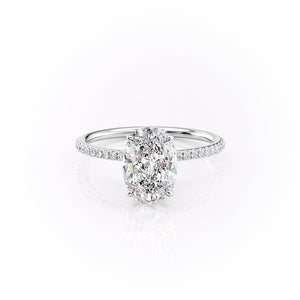 The Lily Set  With A 4.5 Carat Oval 14K White Gold Moissanite