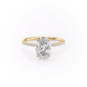 The Lily Set  With A 5 Carat Oval 18K Yellow Gold Moissanite