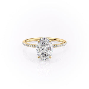 The Pave Lily Set  With A 2 Carat Oval 18K Yellow Gold Moissanite