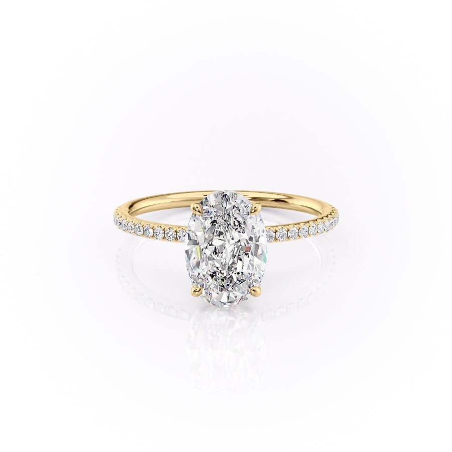 The Pave Lily Set  With A 5 Carat Oval 18K Yellow Gold Moissanite