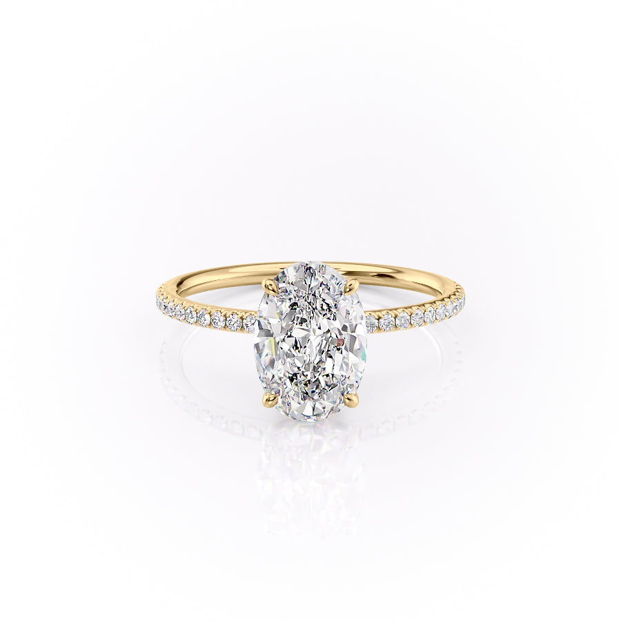 The Pave Lily Set With A 1 Carat Oval 14K Yellow Gold Lab Diamond