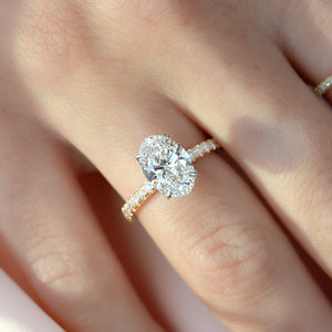 The Lily Set  With A 3 Carat Oval 18K Yellow Gold Moissanite