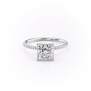 The Lily Set  With A 3.5 Carat Princess 14K White Gold Moissanite