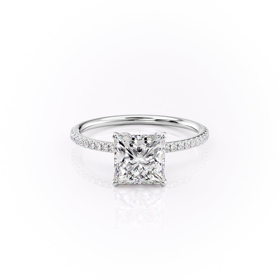 The Lily Set  With A 2.5 Carat Princess 14K White Gold Moissanite