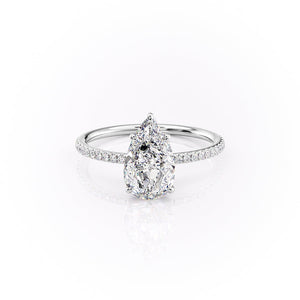 The Lily Set  With A 5 Carat Pear 14K White Gold Moissanite