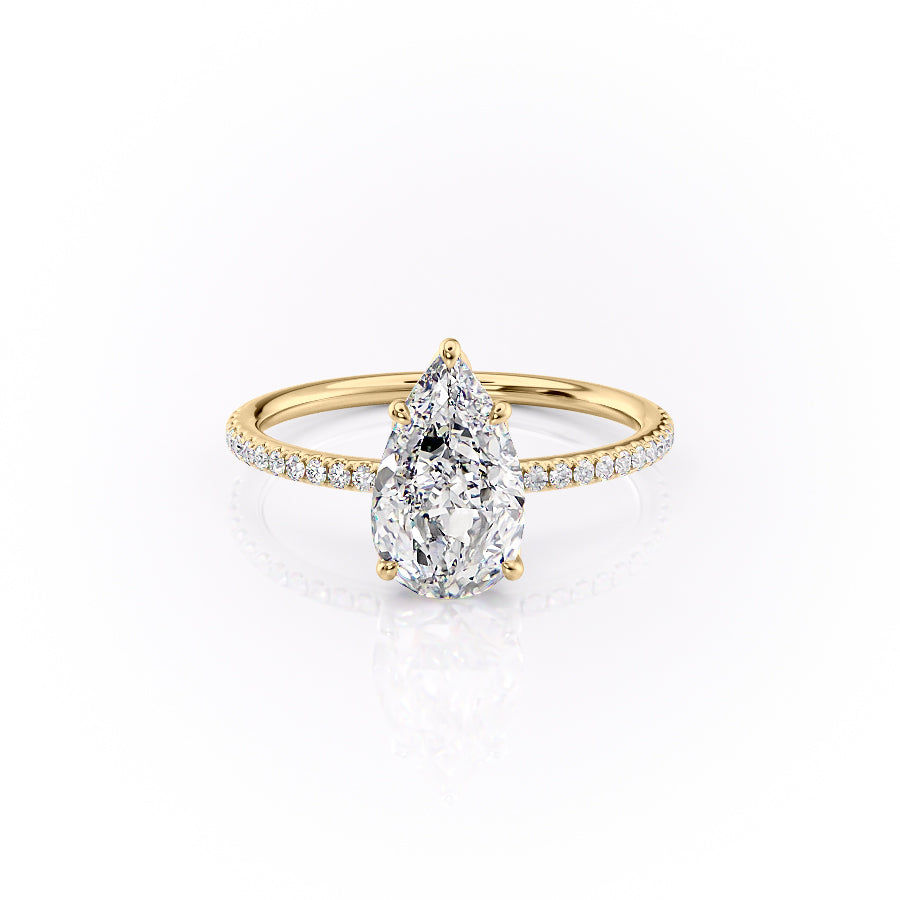 The Lily Set With A 1 Carat Pear 14K Yellow Gold Lab Diamond