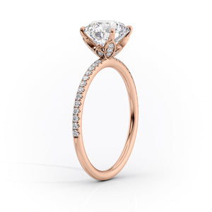 The Lily Set  With A 3 Carat Cushion 14K Rose Gold Moissanite