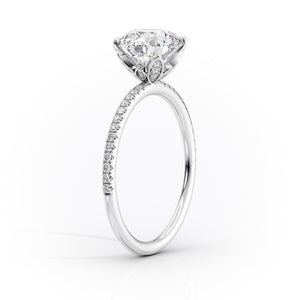 The Pave Lily Set  With A 3 Carat Oval 18K White Gold Moissanite
