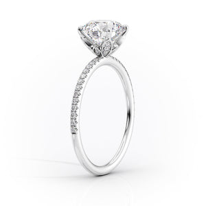 The Pave Lily Set With A 1.5 Carat Oval 14K White Gold Lab Diamond
