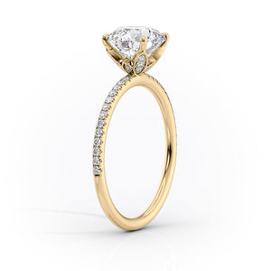 The Pave Lily Set With A 3 Carat Oval 14K Yellow Gold Lab Diamond