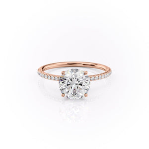 The Pave Lily Set With A 2.5 Carat Round 14K Rose Gold Lab Diamond