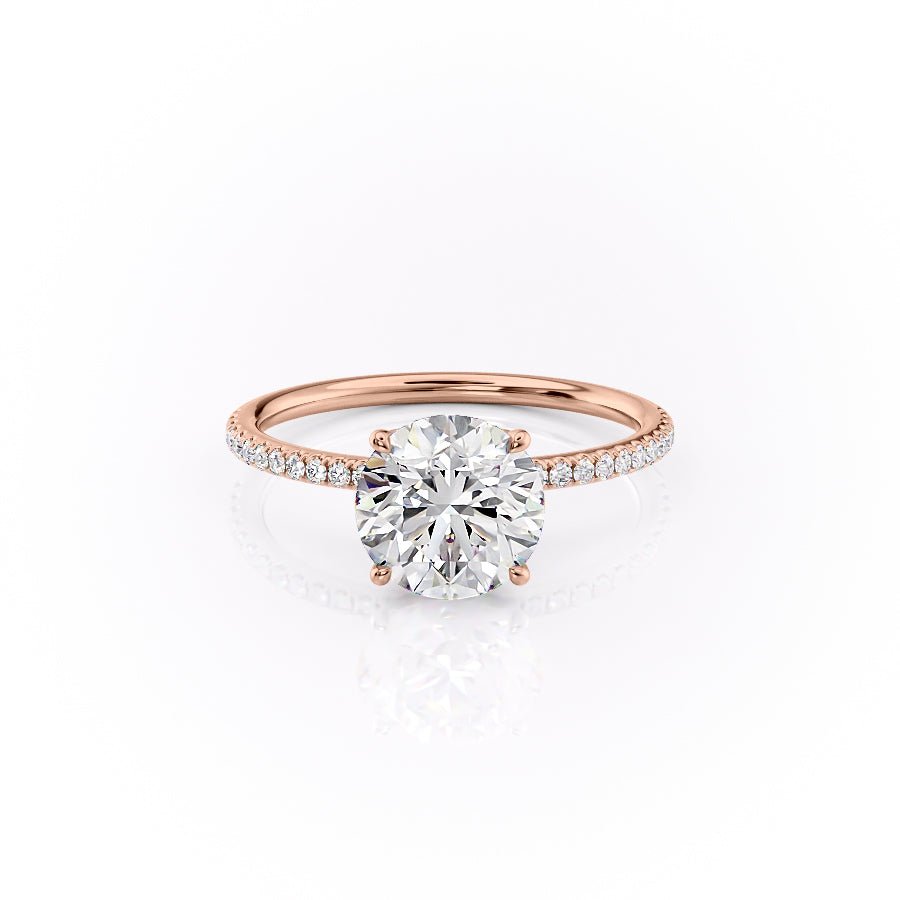 The Pave Lily Set  With A 2.5 Carat Round 14K Rose Gold Moissanite