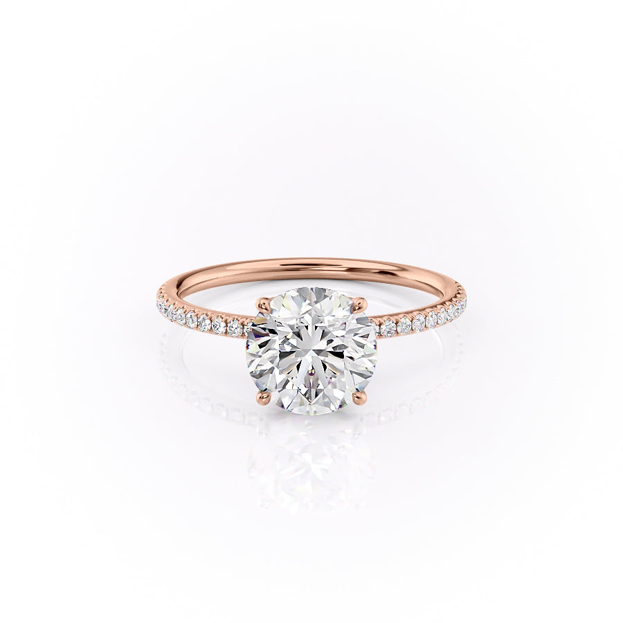 The Lily Set With A 1.5 Carat Round 14K Rose Gold Lab Diamond
