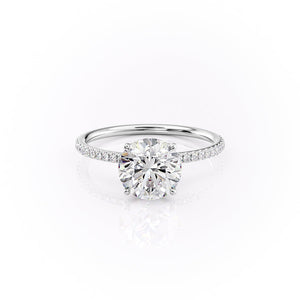 The Pave Lily Set  With A 2 Carat Round 14K White Gold Moissanite