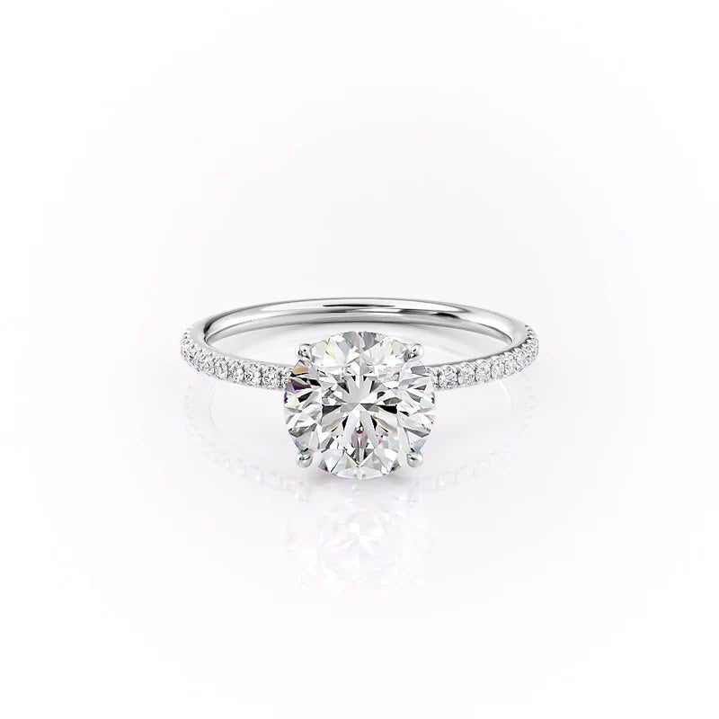 The Pave Lily Set  With A 4 Carat Pear 18K White Gold Moissanite