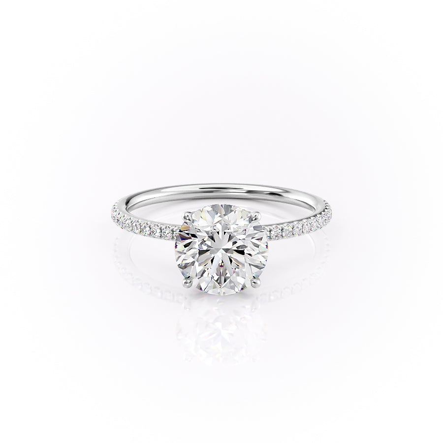 The Lily Set  With A 1 Carat Round 14K White Gold Moissanite