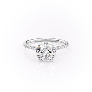 The Lily Set  With A 1 Carat Round 14K White Gold Moissanite