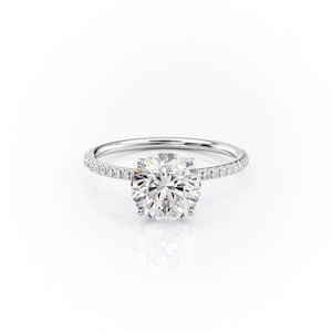 The Pave Lily Set  With A 1.5 Carat Round 14K White Gold Moissanite