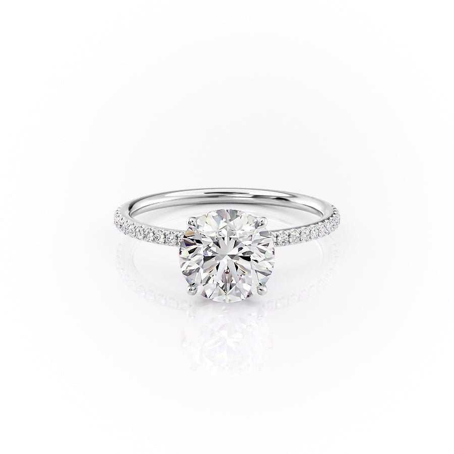 The Pave Lily Set  With A 2.5 Carat Round 14K White Gold Moissanite