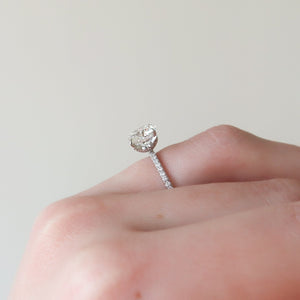 The Pave Lily Set  With A 3 Carat Round 18K White Gold Moissanite