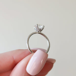 The Pave Lily Set  With A 1.5 Carat Round 18K White Gold Moissanite