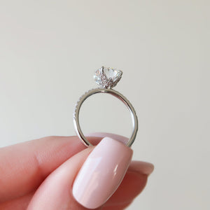 The Pave Lily Set  With A 2 Carat Round 14K White Gold Moissanite