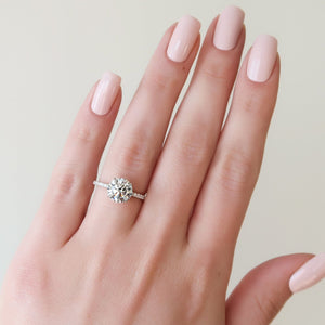 The Pave Lily Set  With A 3 Carat Round 14K White Gold Moissanite