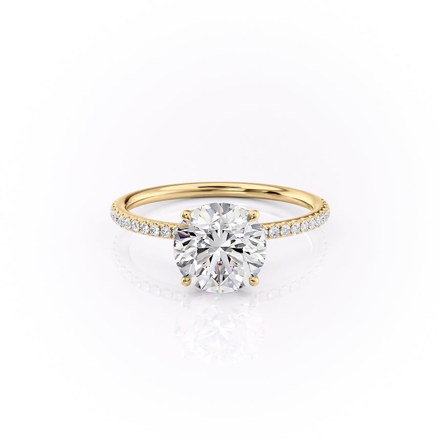 The Lily Set With A 2 Carat Round 18K Yellow Gold Lab Diamond