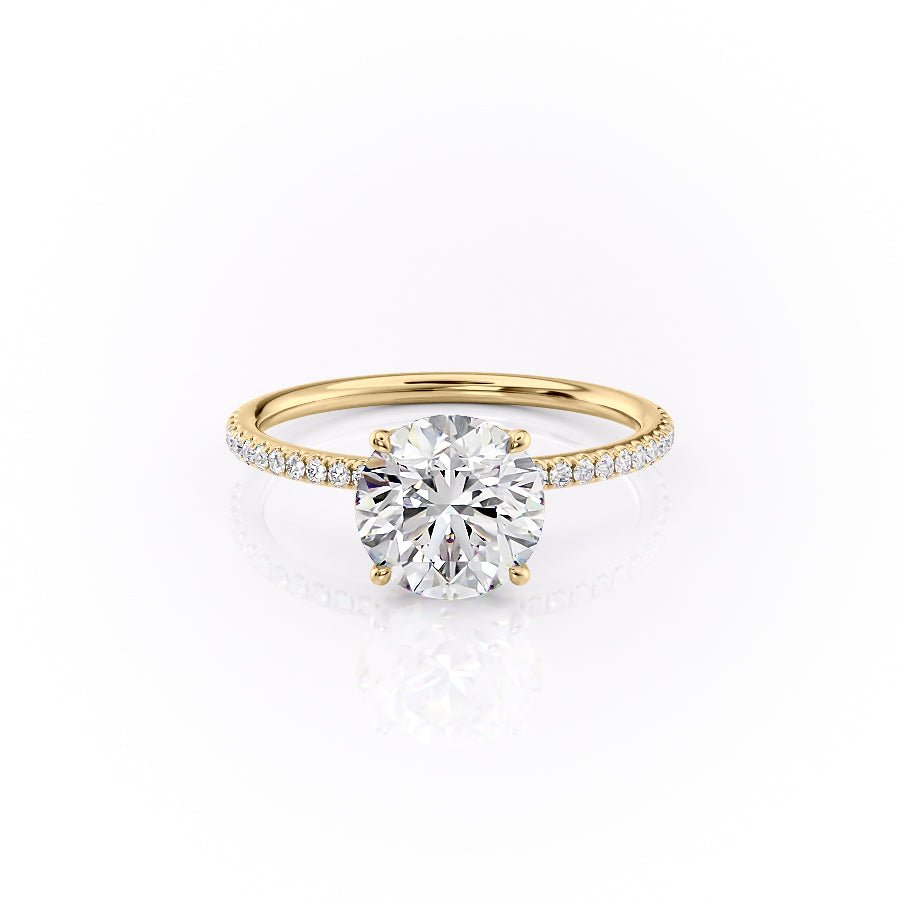 The Pave Lily Set  With A 2.5 Carat Round 18K Yellow Gold Moissanite