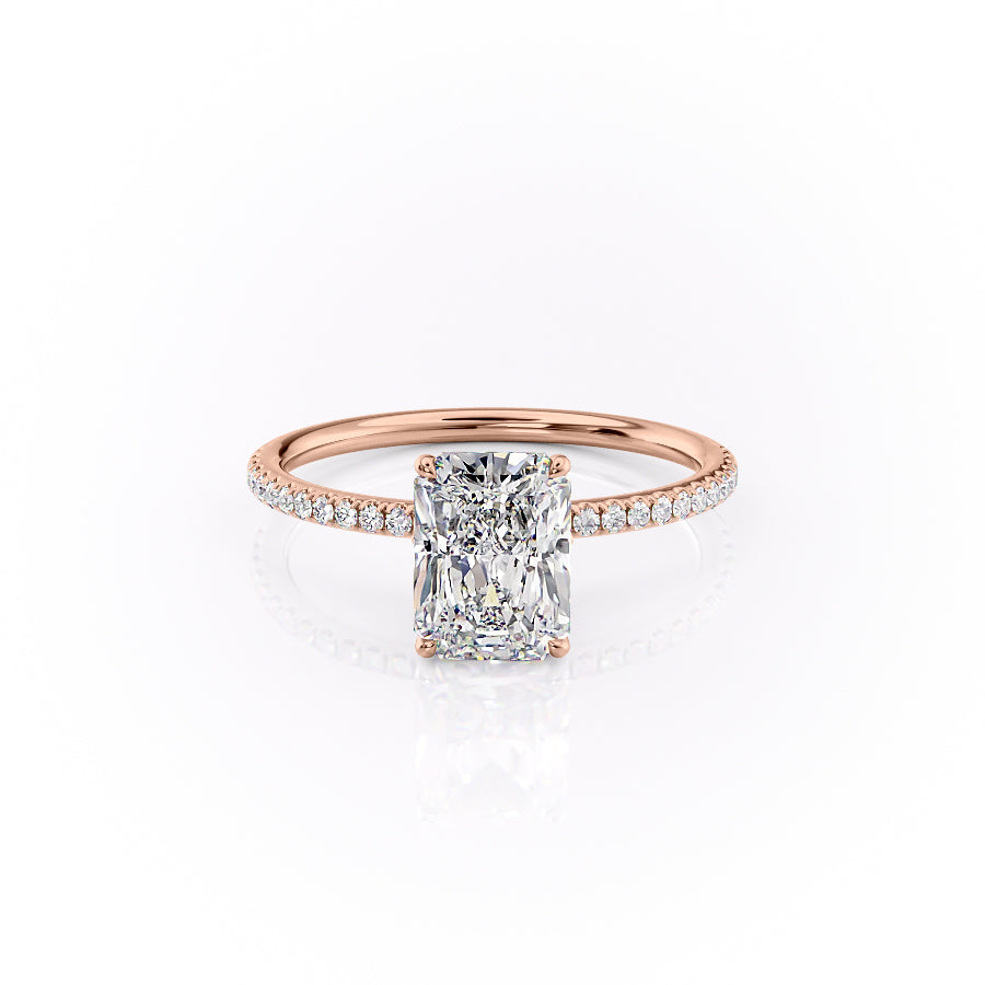 The Pave Lily Set With A 2.5 Carat Radiant 14K Rose Gold Lab Diamond