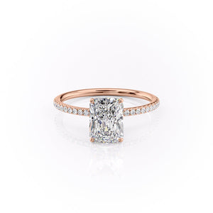 The Lily Set  With A 1 Carat Radiant 14K Rose Gold Moissanite