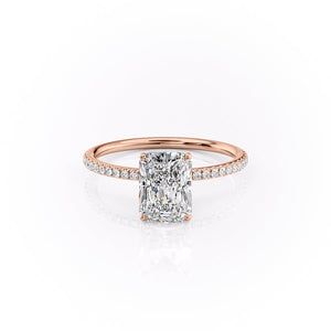 The Pave Lily Set  With A 4 Carat Radiant 14K Rose Gold Moissanite