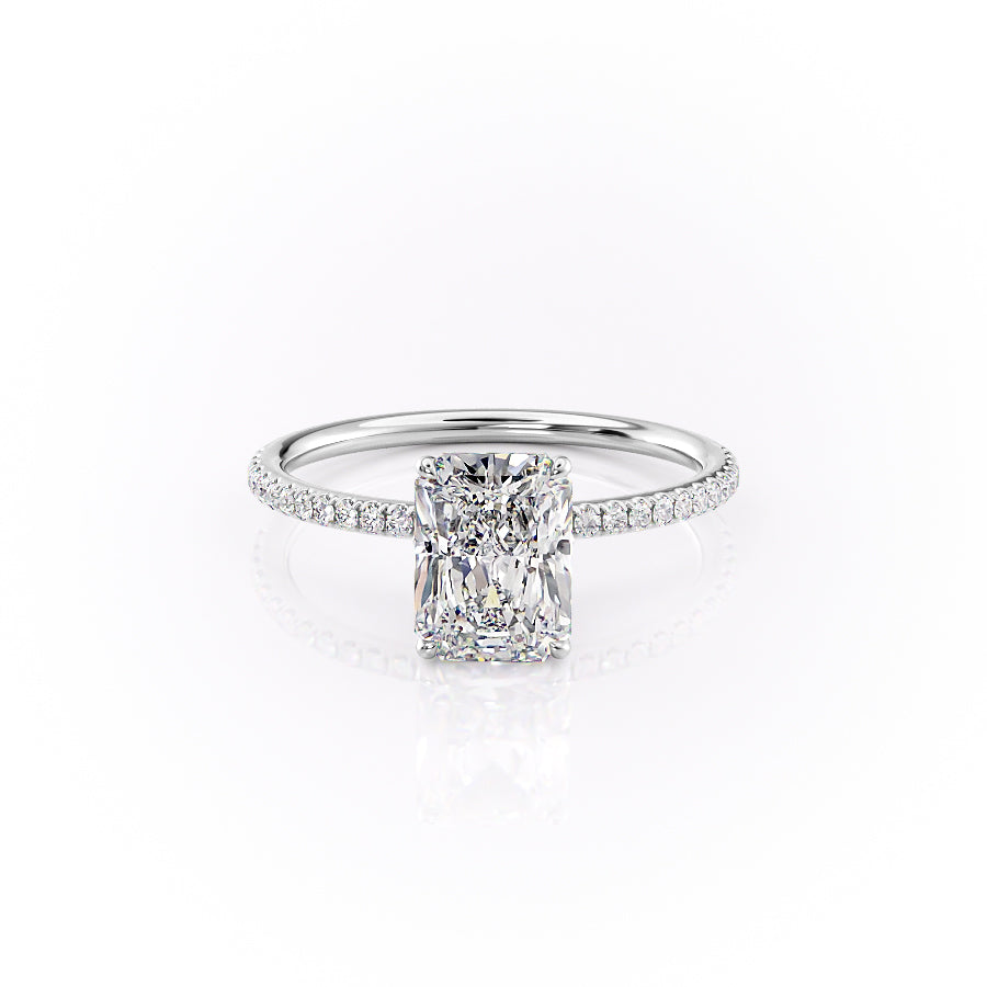 The Lily Set With A 1.5 Carat Radiant 14K White Gold Lab Diamond