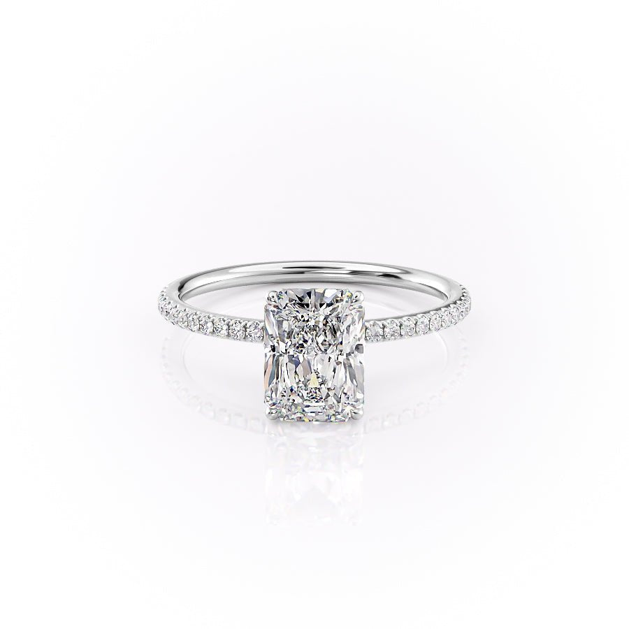 The Pave Lily Set  With A 2 Carat Radiant 14K White Gold Moissanite