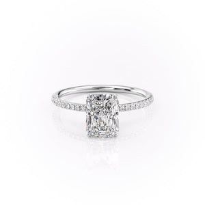 The Pave Lily Set  With A 3 Carat Radiant 18K White Gold Moissanite