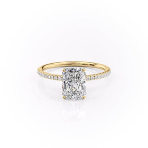 The Pave Lily Set  With A 4 Carat Radiant 18K Yellow Gold Moissanite