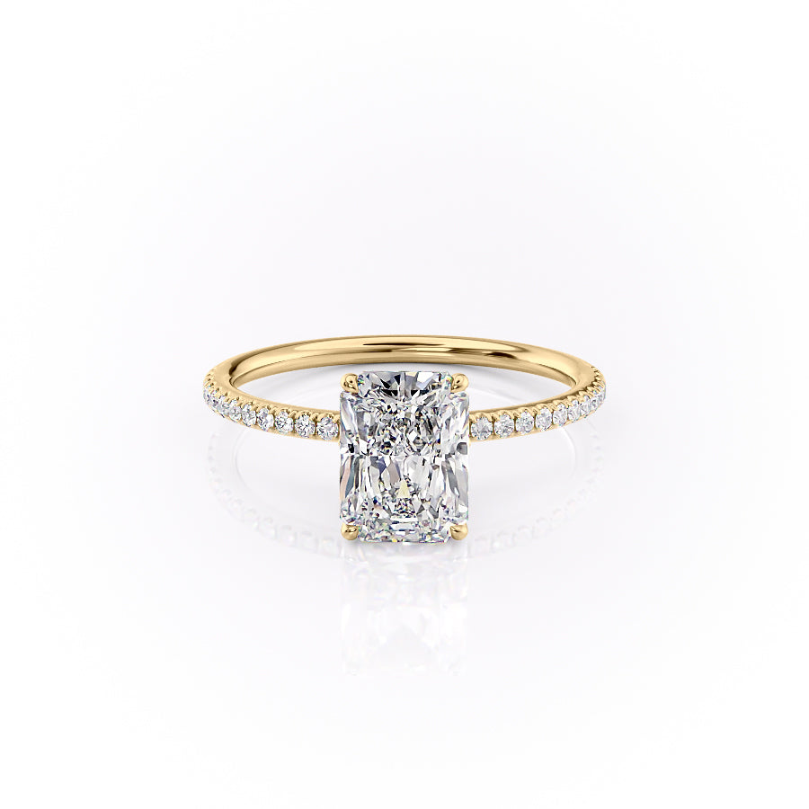 The Lily Set With A 1 Carat Radiant 18K Yellow Gold Lab Diamond