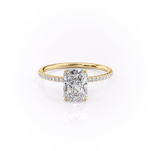 The Lily Set With A 1 Carat Radiant 18K Yellow Gold Lab Diamond
