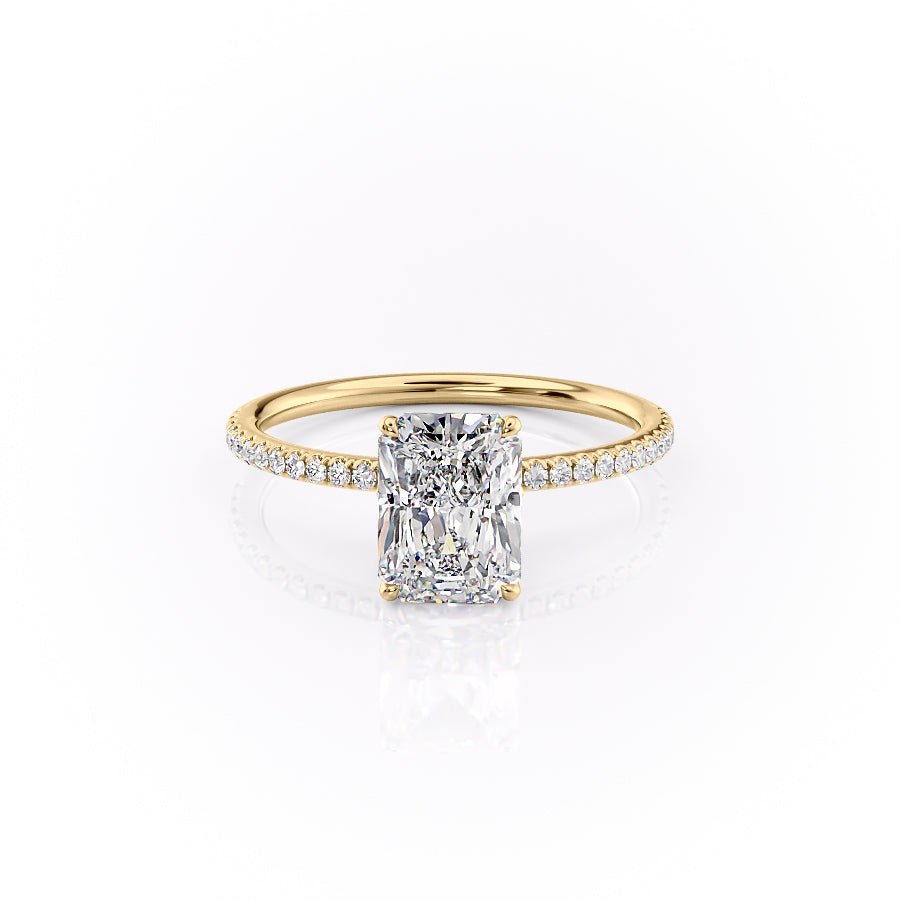 The Pave Lily Set  With A 2.5 Carat Radiant 14K Yellow Gold Moissanite