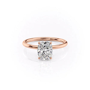 The Luna Set  With A 2 Carat E. Cushion 18K Rose Gold Moissanite