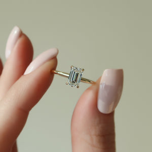 The Luna Set  With A 2.5 Carat Emerald 14K Yellow Gold Moissanite