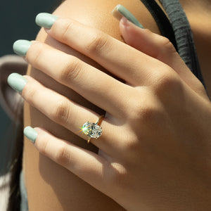 The Luna Set  With A 2.5 Carat Oval 18K Yellow Gold Moissanite