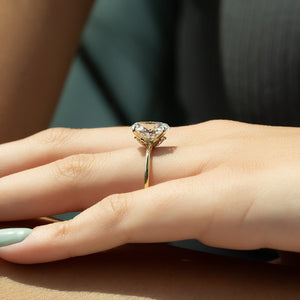 The Luna Set  With A 2.5 Carat Oval 18K Yellow Gold Moissanite