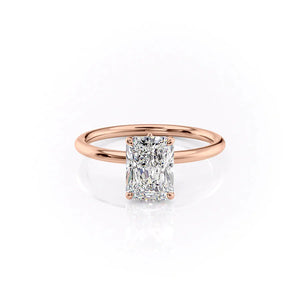 The Luna Set  With A 5 Carat Radiant 18K Rose Gold Moissanite