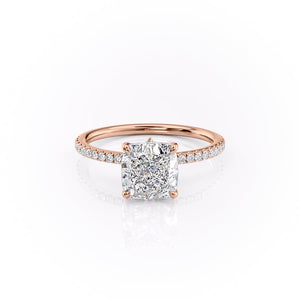 The Luna Set  With A 4.5 Carat Cushion 14K Rose Gold Moissanite