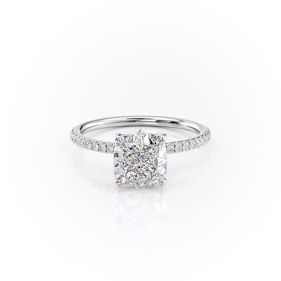 The Luna Set With A 1 Carat Cushion 18K White Gold Lab Diamond